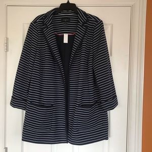 NWT Talbots Plus Navy and White Striped Jacket, 2X